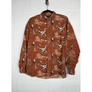 North River Outfitters Hunting Shirt Dogs Birds Field Print  Button Down M